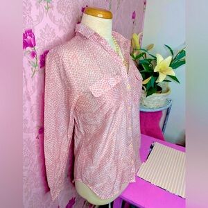 🌷 Gap 🌷 Designed & Crafted Cotton Silk Blend Pink Leopard Print Button Up Shirt